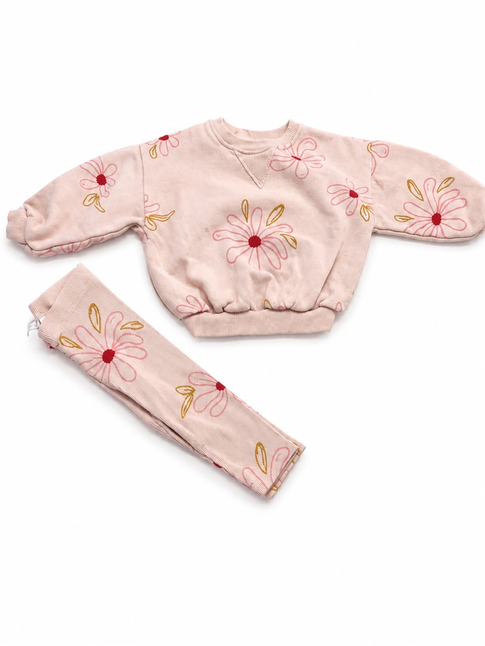 EUC Zara set Pink Floral Sweatshirt and Leggings Set